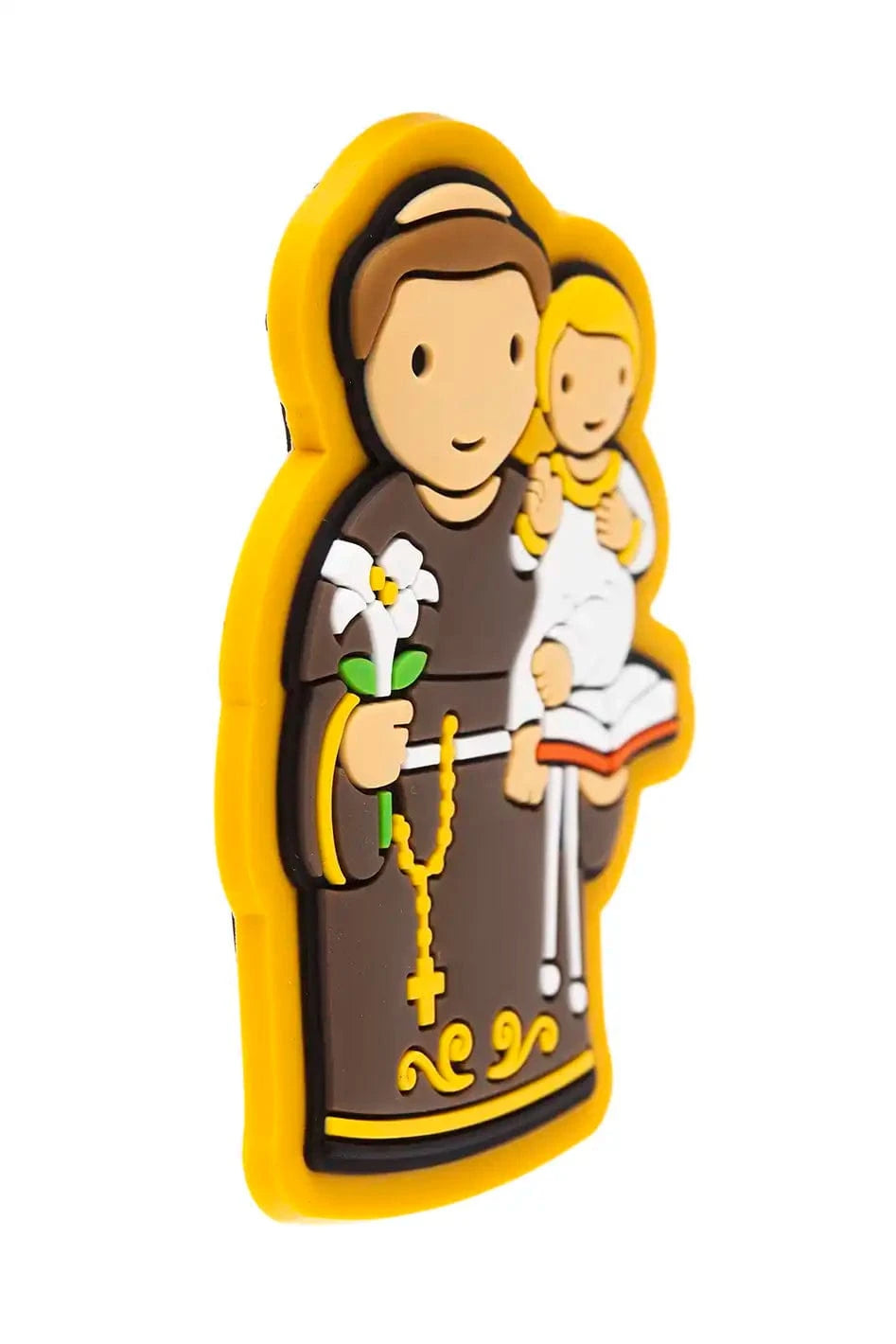 Saint Anthony refrigerator magnet close-up detail side view
