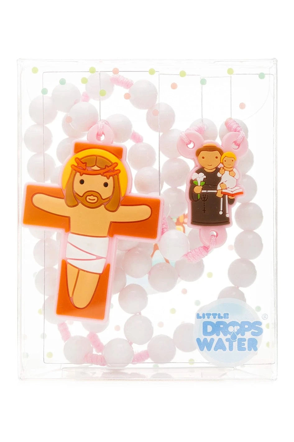 Saint Anthony blue rosary crucifix and centerpiece detail

